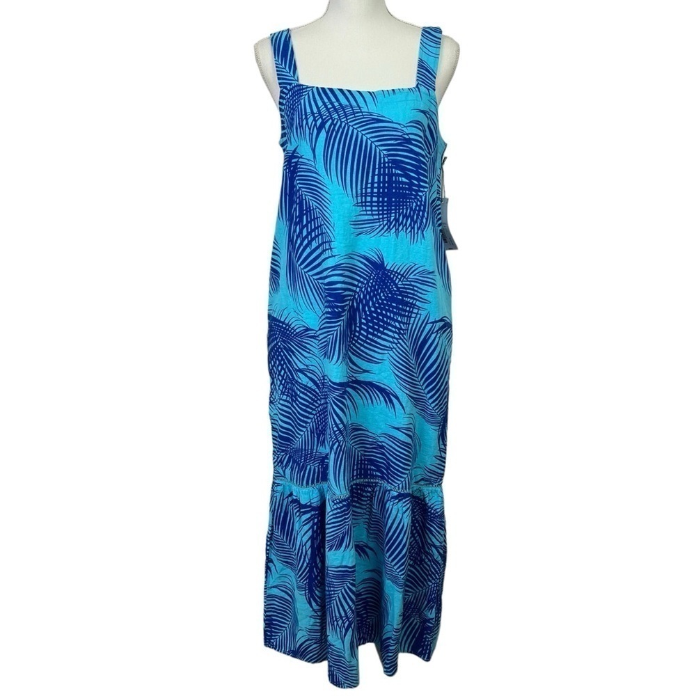 Liz Claiborne Women’s Maxi Sundress Sz Small Tropical Beach Summer 55% Linen